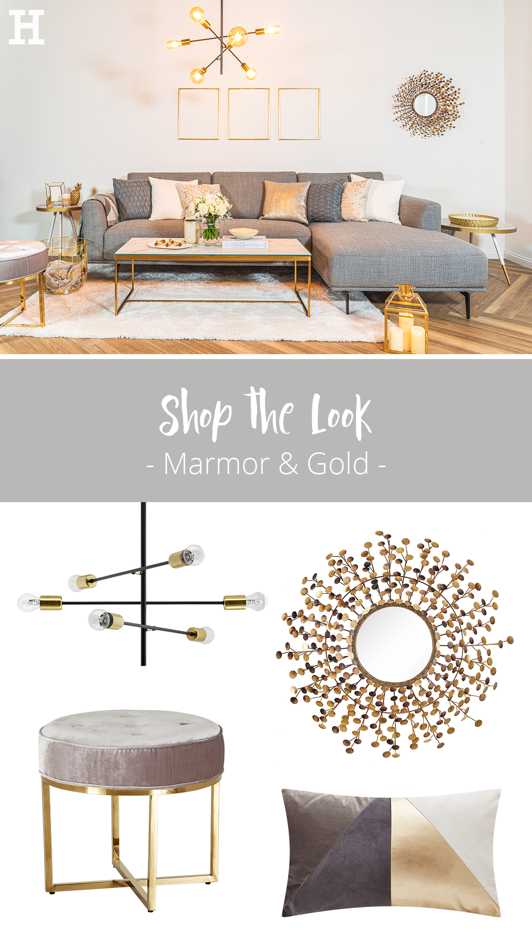 Shop The Look - Marmor &amp; Gold | Möbel Höffner | Wohnung Wohnzimmer for Wohnzimmer Grau Weiss Gold