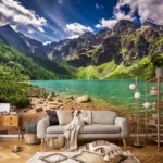 Vlies Fototapete Berge See Landschaft Panorama 3D Effekt With Regard To Fototapete 3D Effekt Wohnzimmer