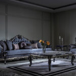 Casa Padrino Luxury Baroque Sofa Blue / Gold – Handmade Living Throughout Muster Wohnzimmer