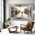 Leinwand Bild Stadt Abstrakt Fensterblick Wandbilder Xxl Regarding Bilder Für Wohnzimmer Modern