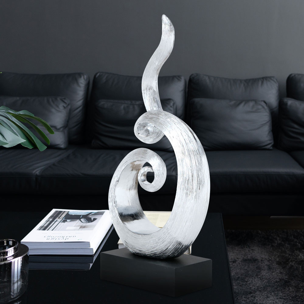 Silver Decoration Living Room Modern Sculpture, Abstract Handmade with Wohnzimmer Deko Silber