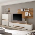 Wohnzimmer Möbelset Für Wand Tv In Weiß & Dekor Wildeiche Pertaining To Wand Wohnzimmer
